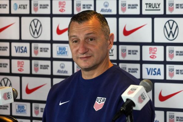 Jun 27, 2023; Carson, California, USA; USWNT coach Vlatko Andonovski at World Cup media day at Dignity Health Sports Park. Mandatory Credit: Kirby Lee-USA TODAY Sports